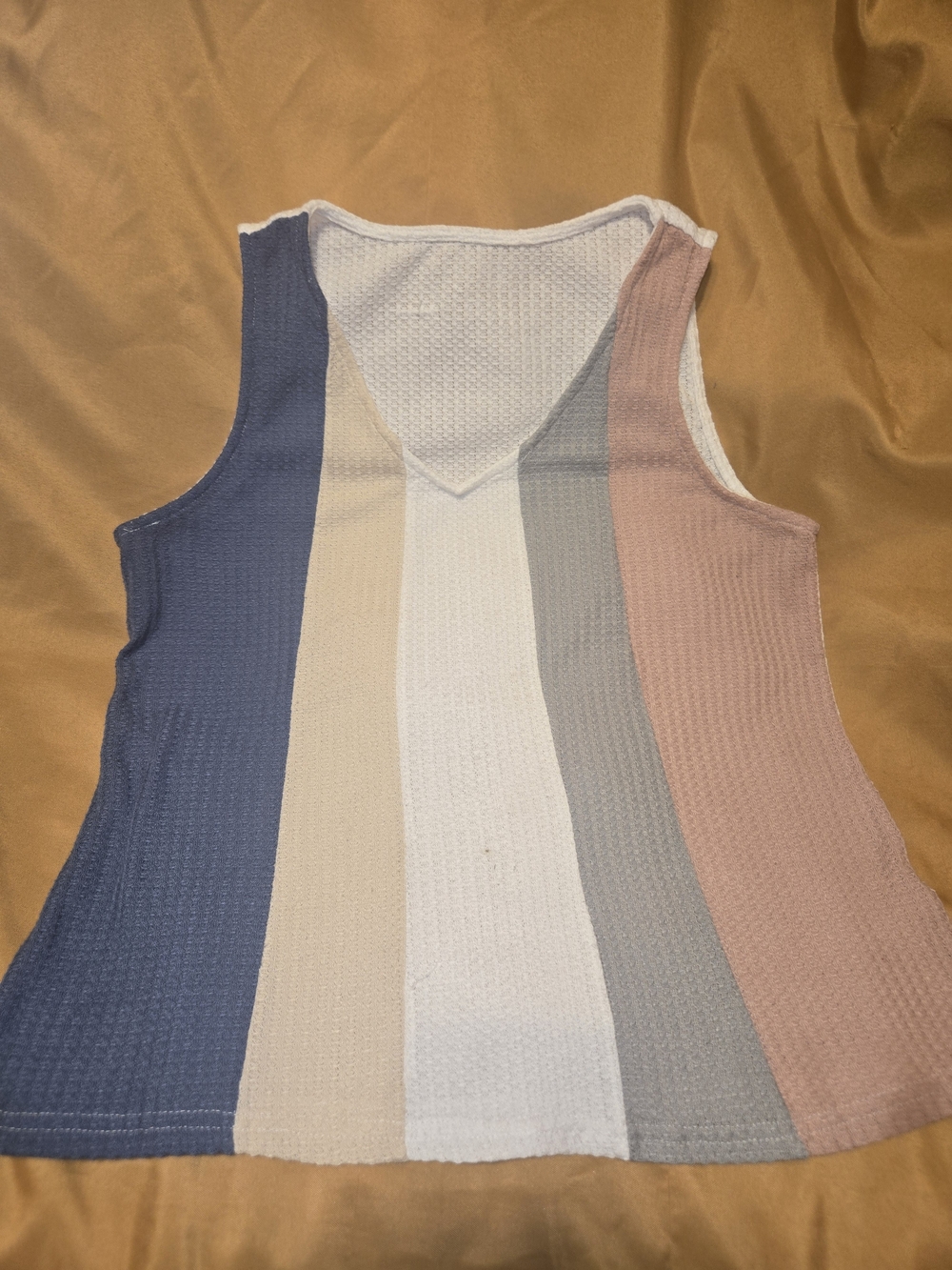 Striped Knit Tank Top - Neutral & Blue Colorblock